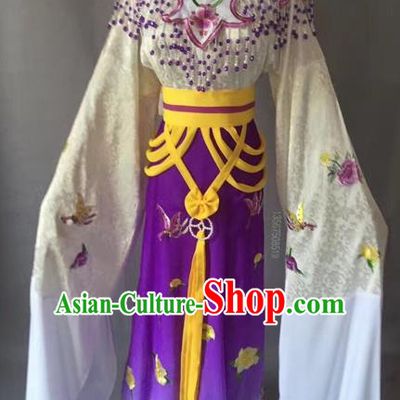 Chinese Peking Opera Diva Purple Dress Traditional Beijing Opera Rich Lady Embroidered Costumes for Adults