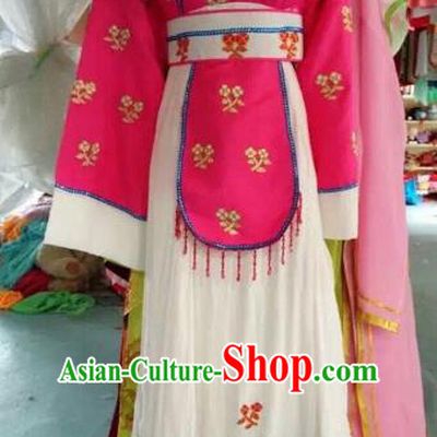 Traditional Chinese Peking Opera Mui Tsai Rosy Costume Beijing Opera Maidservants Dress for Adults