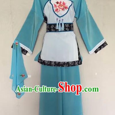 Traditional Chinese Peking Opera Servant-Girl Green Costume Beijing Opera Maidservant Dress for Adults