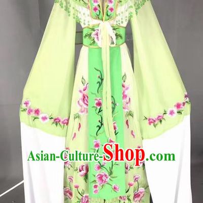 Chinese Peking Opera Actress Green Dress Traditional Beijing Opera Rich Lady Embroidered Costumes for Adults