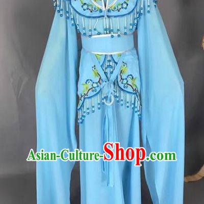 Chinese Ancient Peking Opera Children Blue Dress Traditional Beijing Opera Diva Costumes for Kids