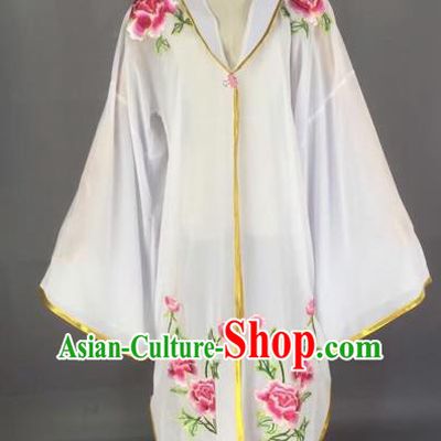 Traditional Chinese Peking Opera Diva Costume Beijing Opera Embroidered White Cloak for Adults