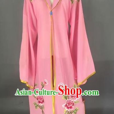 Traditional Chinese Peking Opera Diva Costume Beijing Opera Embroidered Pink Cloak for Adults