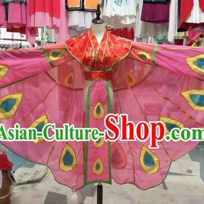 Traditional Chinese Peking Opera Diva Costume Beijing Opera Butterfly Lovers Pink Dress for Adults