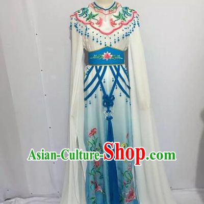 Traditional Chinese Peking Opera Rich Lady Costume Beijing Opera Diva Fairy Blue Dress for Adults