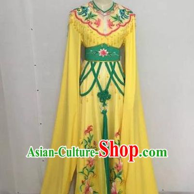 Traditional Chinese Peking Opera Rich Lady Costume Beijing Opera Diva Fairy Yellow Dress for Adults