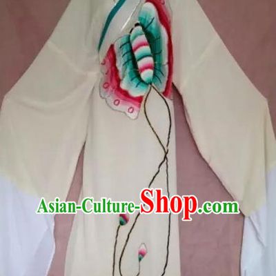 Chinese Beijing Opera Butterfly Lovers Scholar Beige Robe Traditional Peking Opera Niche Costumes for Adults