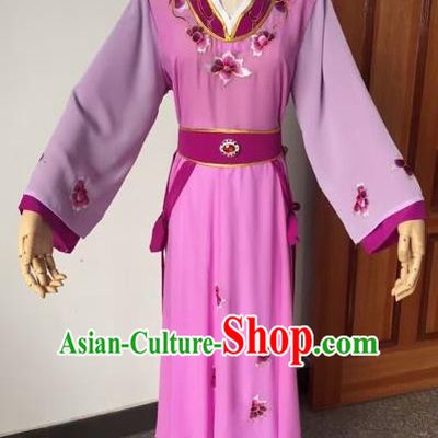 Chinese Beijing Opera Young Lady Purple Dress Ancient Maidservants Costume for Adults