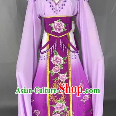 Chinese Shaoxing Opera Princess Purple Embroidered Dress Traditional Beijing Opera Diva Costume for Adults