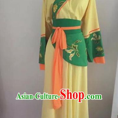 Chinese Huangmei Opera Maidservants Yellow Dress Traditional Beijing Opera Diva Costume for Adults