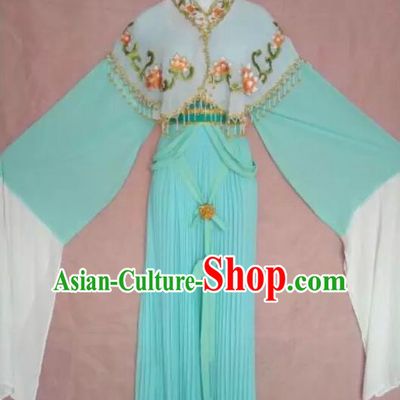 Chinese Traditional Peking Opera Rich Lady Blue Dress Ancient Princess Embroidered Costume for Adults
