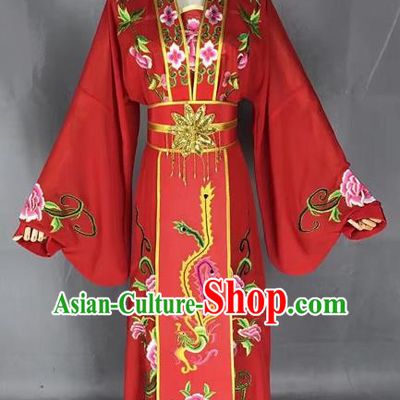 Chinese Traditional Peking Opera Diva Red Dress Ancient Princess Embroidered Costume for Adults
