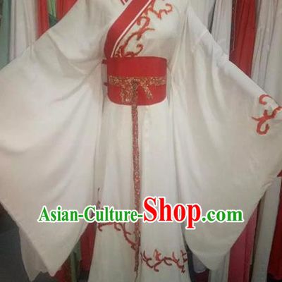 Chinese Traditional Peking Opera Diva White Hanfu Dress Ancient Palace Lady Costume for Adults