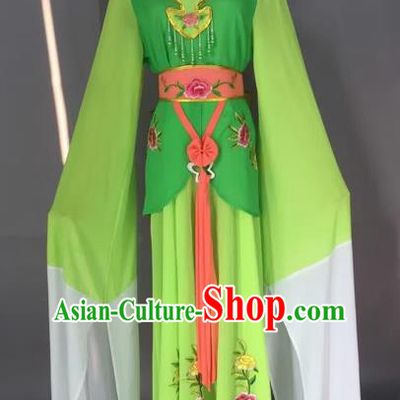 Chinese Beijing Opera Maidservants Green Clothing Ancient Palace Lady Costume for Adults