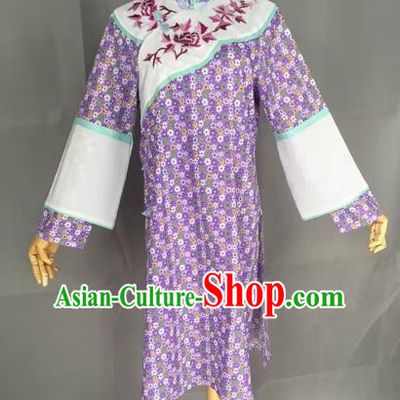 Chinese Traditional Peking Opera Actress Purple Blouse Ancient Countrywoman Costume for Adults