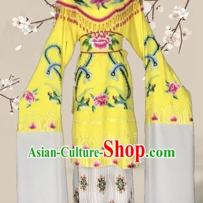 Chinese Traditional Beijing Opera Actress Yellow Dress Ancient Palace Empress Costume for Adults