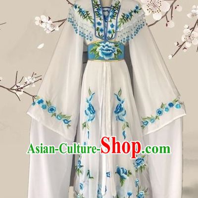 Chinese Ancient Palace Princess Costume Traditional Beijing Opera Actress White Dress for Adults