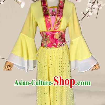 Chinese Ancient Palace Princess Yellow Costume Traditional Beijing Opera Diva Dress for Adults