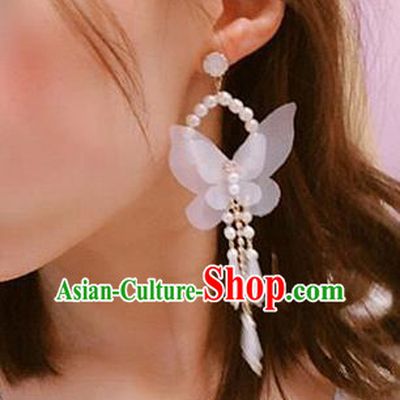 Top Grade Bride Wedding Accessories Silk Butterfly Earrings for Women