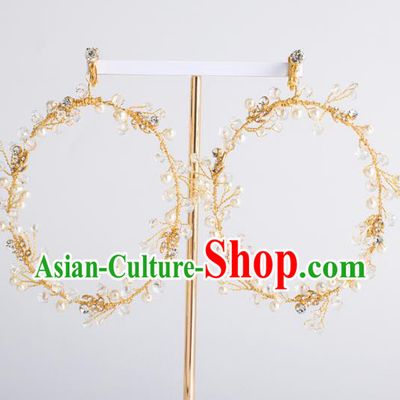 Top Grade Bride Wedding Accessories Golden Earrings for Women