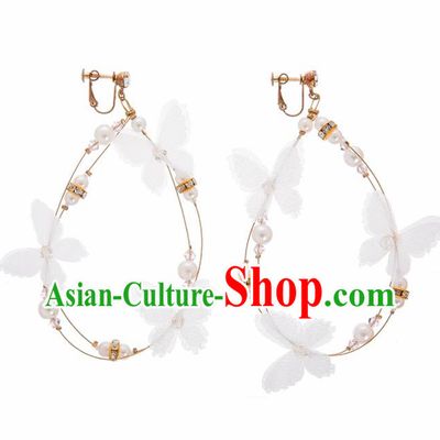 Top Grade Bride Wedding Accessories White Silk Earrings for Women