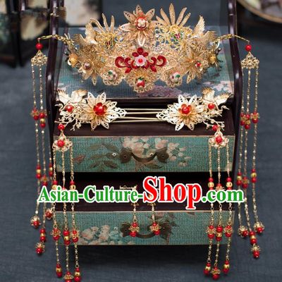 Chinese Ancient Phoenix Coronet Wedding Hair Accessories Traditional Hairpins for Women