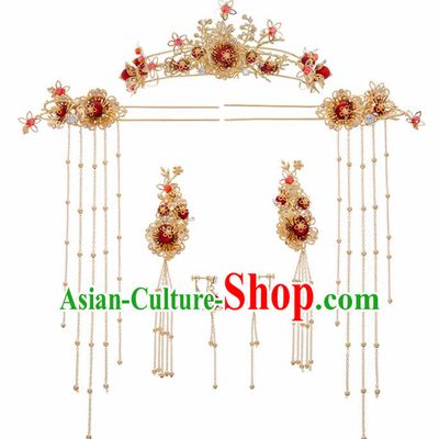 Chinese Ancient Golden Hair Clasp Wedding Hair Accessories Traditional Hairpins for Women