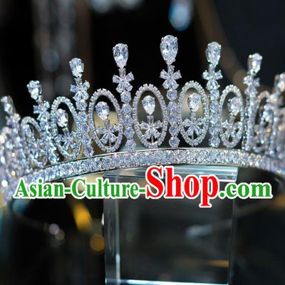 Top Grade Bride Hair Accessories Princess Zircon Royal Crown Headwear for Women