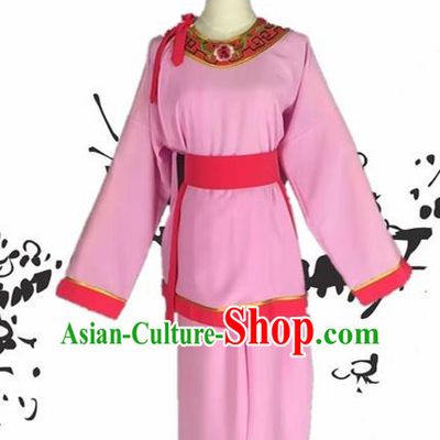 Chinese Beijing Opera Livehand Pink Clothing Traditional Peking Opera Servant Costume for Adults