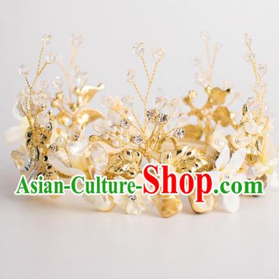 Top Grade Wedding Hair Accessories Bride Retro Round Pearls Shell Royal Crown for Women