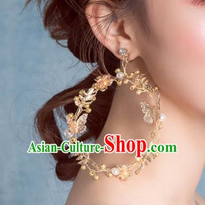 Top Grade Bride Wedding Accessories Crystal Golden Earrings for Women