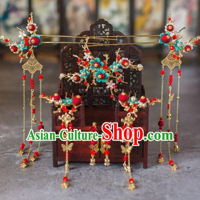 Chinese Ancient Golden Tassel Hair Comb Wedding Hair Accessories Traditional Hairpins for Women