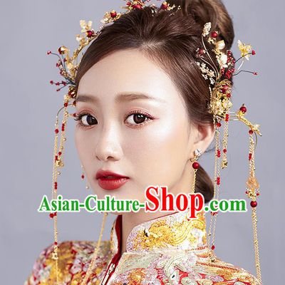 Chinese Ancient Wedding Tassel Step Shake Hair Accessories Traditional Hairpins for Women