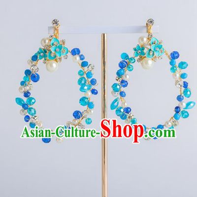 Top Grade Bride Wedding Ear Accessories Blue Earrings for Women