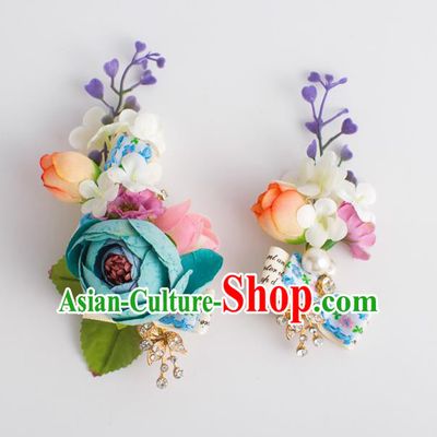 Top Grade Bride Wedding Hair Accessories Flowers Hair Stick for Women