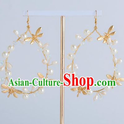 Top Grade Bride Wedding Jewelry Accessories Golden Dragonfly Earrings for Women