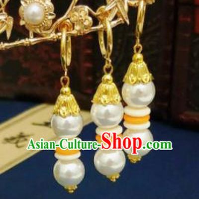 Chinese Ancient Three Strings Earrings Qing Dynasty Manchu Palace Lady Ear Accessories for Women