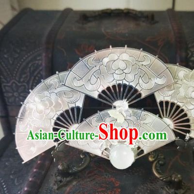 Chinese Ancient Qing Dynasty Hair Accessories Palace Fans Hairpins for Women