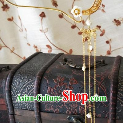 Chinese Ancient Qing Dynasty Hair Accessories Palace Golden Moon Hairpins for Women