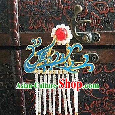Chinese Ancient Qing Dynasty Hair Accessories Palace Phoenix Tassel Hairpins for Women