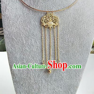 Top Grade Chinese Wedding Accessories Golden Hanfu Necklace for Women