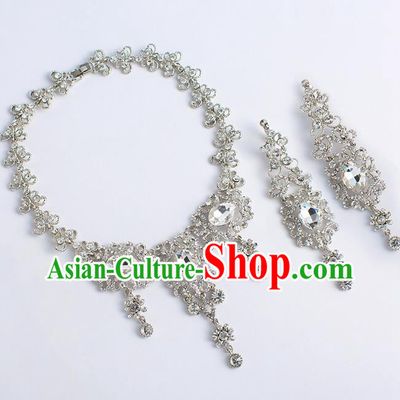Top Grade Chinese Bride Wedding Accessories Zircon Necklace and Earrings for Women