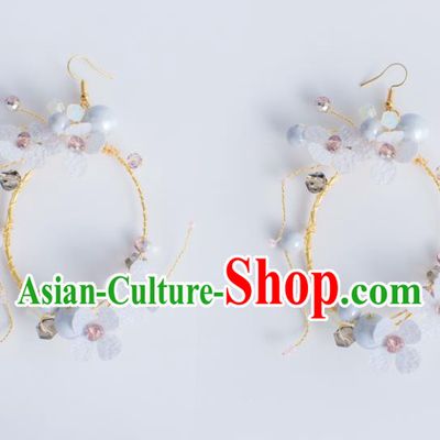 Top Grade Bride Wedding Accessories Purple Beads Flowers Earrings for Women