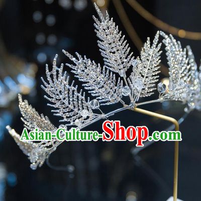 Top Grade Wedding Hair Accessories Baroque Princess Retro Crystal Leaf Royal Crown for Women