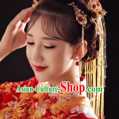 Chinese Traditional Wedding Bride Hair Accessories Ancient Hairpins for Women