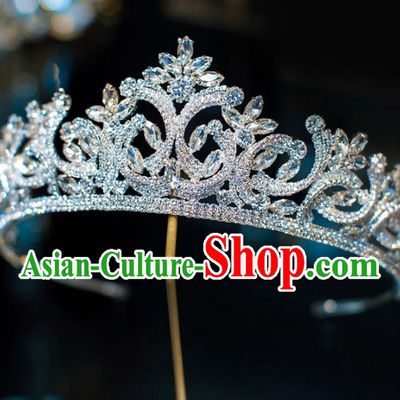 Top Grade Wedding Bride Hair Accessories Baroque Princess Zircon Royal Crown for Women