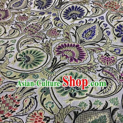 Asian Chinese Traditional Royal Pattern White Brocade Fabric Silk Fabric Chinese Fabric Material