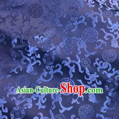 Asian Chinese Traditional Palace Pattern Blue Brocade Fabric Silk Fabric Chinese Fabric Material