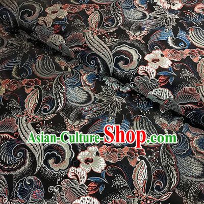 Asian Chinese Traditional Palace Pattern Black Brocade Fabric Silk Fabric Chinese Fabric Material