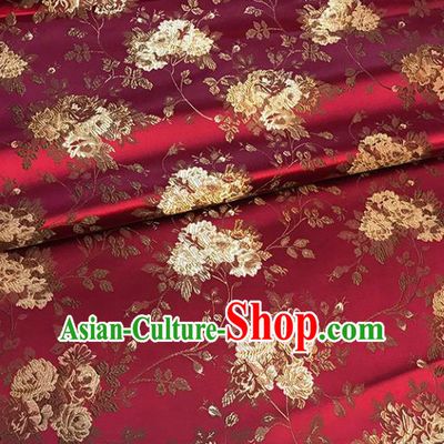 Asian Chinese Traditional Palace Pattern Wine Red Brocade Fabric Silk Fabric Chinese Fabric Material